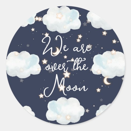 We zijn over de maan Baby shower Stickers (Voorkant)