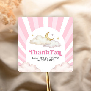We zijn Over de Maan Baby Shower Vierkante Sticker