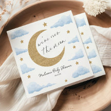We zijn Over De Maan Blauwe Hemel Baby Shower