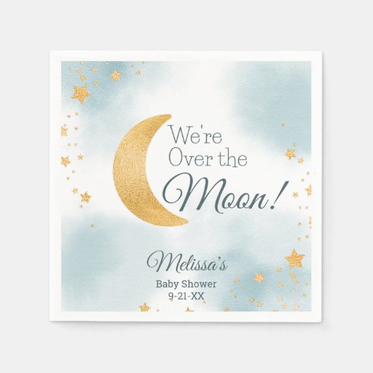 We zijn over de maan Blue Boy Baby shower Servet (Voorkant)