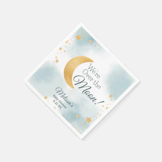 We zijn over de maan Blue Boy Baby shower Servet (Hoek)