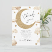We zijn over de maan Boho Celestial Baby Shower Bedankkaart (Staand voorkant)