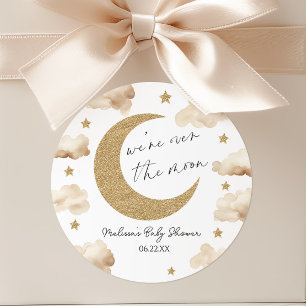 We zijn Over De Maan Boho Hemel Baby Shower Ronde Sticker