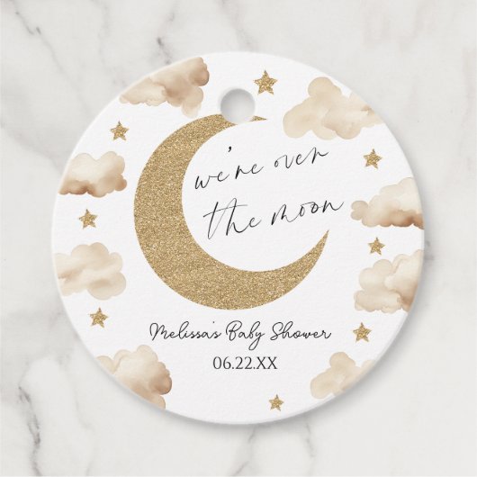 We zijn Over De Maan Boho Hemelse Baby Shower Bedankjes Labels (Voorkant)