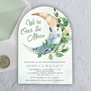 We zijn Over De Maan Eucalyptus Boog Baby Shower Kaart
