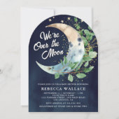 We zijn over de maan Eucalyptus Navy Baby shower Kaart (Voorkant)