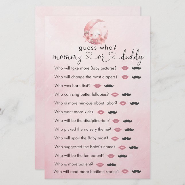 We zijn over de maan meisje douche "raad eens wie" (Voorkant / Achterkant)