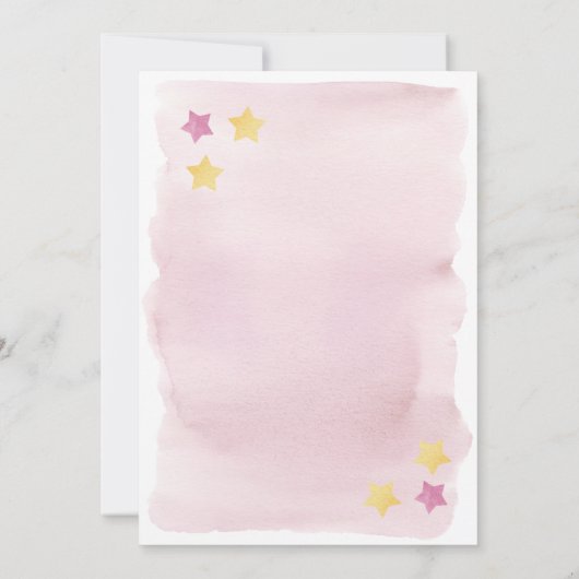 We zijn over de maan, roze Waterverf Baby shower Kaart (Achterkant)