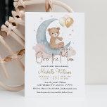 We zijn over de maan teddybeer sterren baby shower kaart<br><div class="desc">Waterverf teddybeer met ballonnen maan en sterren baby shower uitnodiging.
Ontwerp bevat een elegante moderne tekstlay-out. Om geavanceerde wijzigingen aan te brengen,  selecteert u "Klik om verder aan te passen" onder "Personaliseer deze sjabloon".</div>