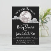We zijn over de maan, zwart-wit Baby shower Kaart (Staand voorkant)