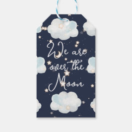 We zijn over de Moon Baby shower Gift Label Cadeaulabel