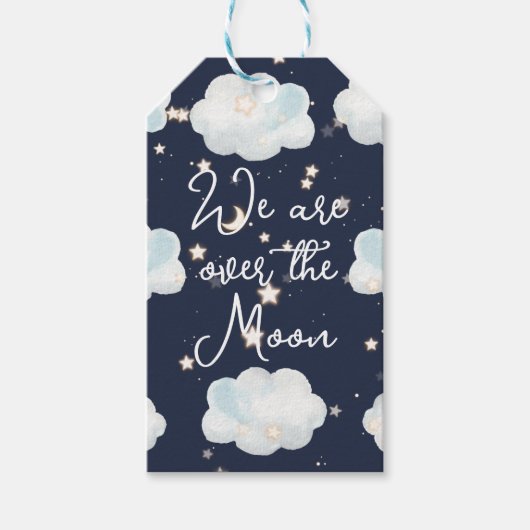 We zijn over de Moon Baby shower Gift Label Cadeaulabel (Voorkant)