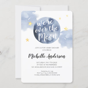 We zijn over de Moon Baby shower Invitation Kaart