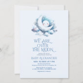 We zijn over de Moon Baby shower Party Invitation Bedankkaart (Voorkant)