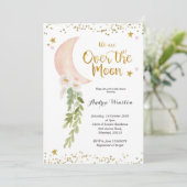 We zijn over de Moon Baby shower Uitnodiging (Staand voorkant)
