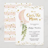 We zijn over de Moon Baby shower Uitnodiging (Voorkant / Achterkant)