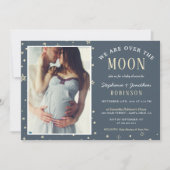 We zijn over de Moon Foto Baby shower Uitnodiging (Voorkant)