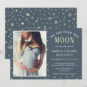 We zijn over de Moon Foto Baby shower Uitnodiging