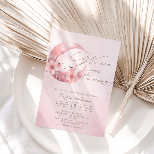 We zijn over de Moon Girl Baby shower uitnodiging