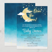 We zijn over de Moon Invitation Blue Night Sky Kaart (Voorkant / Achterkant)