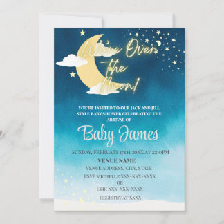 We zijn over de Moon Invitation Blue Night Sky Kaart