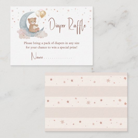 We zijn over de moon Teddy Bear Diaper Raffle Notitiekaartje (Voorkant / Achterkant)