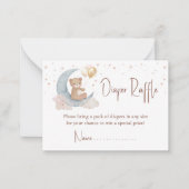 We zijn over de moon Teddy Bear Diaper Raffle Notitiekaartje (Voorkant)