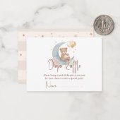 We zijn over de moon Teddy Bear Diaper Raffle Notitiekaartje (Voorkant / Achterkant in situ)