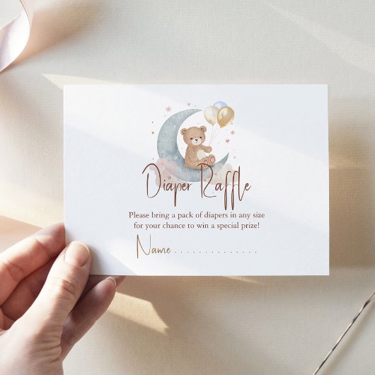 We zijn over de moon Teddy Bear Diaper Raffle Notitiekaartje