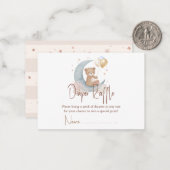 We zijn over de moon Teddy Bear Diaper Raffle Notitiekaartje (Voorkant / Achterkant in situ)