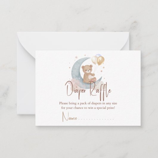 We zijn over de moon Teddy Bear Diaper Raffle Notitiekaartje (Voorkant)
