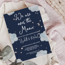 We zijn over de Moon Theme Baby shower Invitation