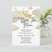 We zijn over het Baby shower Moon Teddy Bear Kaart (Staand voorkant)