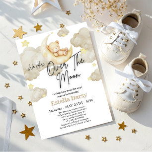We zijn over het Baby shower Moon Teddy Bear Kaart