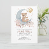 We zijn over het Baby shower Moon Teddy Bear Kaart (Staand voorkant)