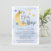 We zijn over het Baby shower van de Maan, Blauwe W Kaart (Staand voorkant)