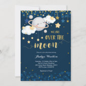 We zijn over het Baby shower van de Moon Navy Blue Kaart (Voorkant)