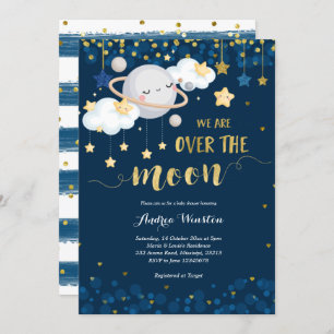 We zijn over het Baby shower van de Moon Navy Blue Kaart