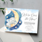 We zijn over het maan olifant blue boy baby shower kaart