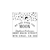 We zijn over het Moon Baby shower retouradres Rubberstempel (Afrduk)
