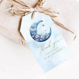 We zijn over het Moon Blue Boy Baby shower Cadeaulabel