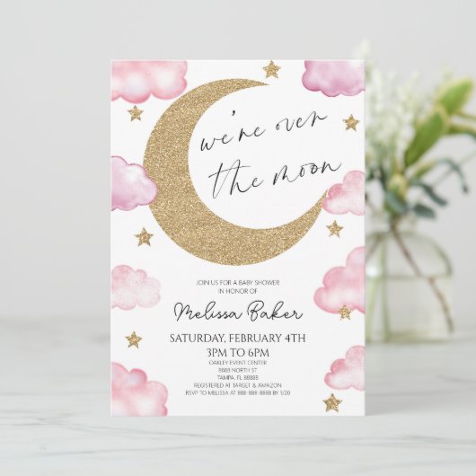We zijn over het Moon Boho Celestial Baby shower Kaart (Staand voorkant)