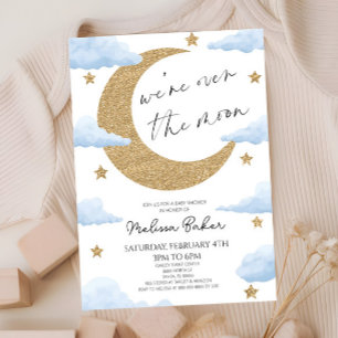 We zijn over het Moon Boho Celestial Baby shower Kaart