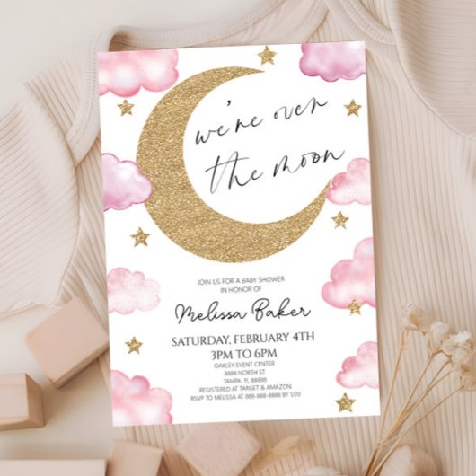We zijn over het Moon Boho Celestial Baby shower Kaart