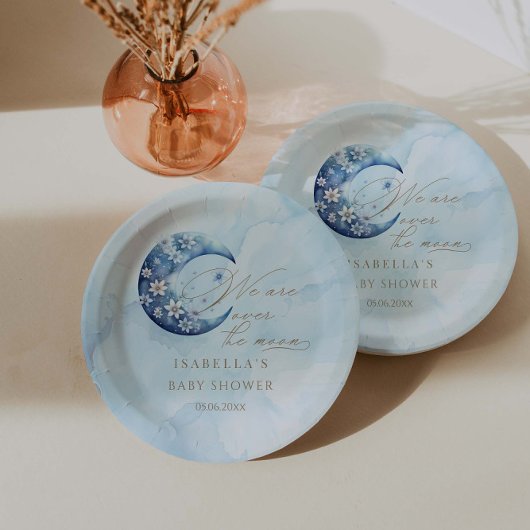We zijn over het Moon Boy Baby shower Papieren Bordje
