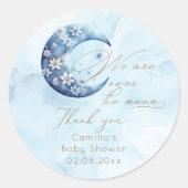 We zijn over het Moon Boy Baby shower Ronde Sticker (Voorkant)