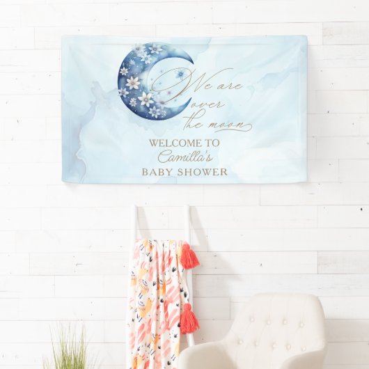 We zijn over het Moon Boy Baby shower Spandoek (Insitu)