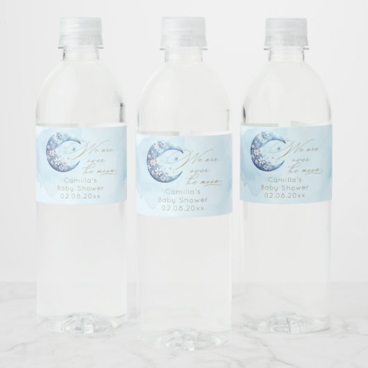 We zijn over het Moon Boy Baby shower Waterfles Etiket (Flessen)