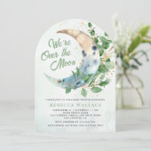 We zijn over het Moon Eucalyptus Arch Baby shower Kaart (Staand voorkant)