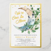 We zijn over het Moon Eucalyptus Baby shower Gold Folie Uitnodiging (Voorkant)